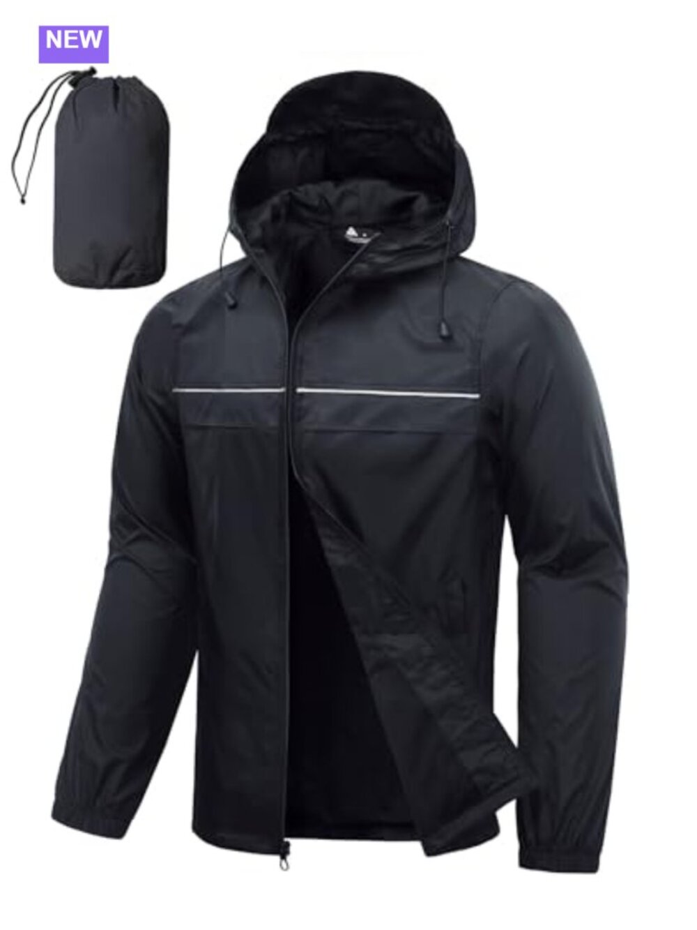 SWISSWELL Men's Packable Waterproof Hooded Rain Jacket Lightweight